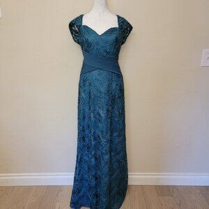 Jade by Jasmine J185068 Teal Lace A-Line Mother of the Bride, Size 2, $199